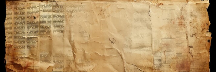 Newspaper paper grunge vintage old aged texture background Unreadable news horizontal page with place for text