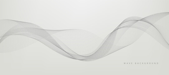 Abstract wave element for design. Digital frequency track equalizer. Stylized line art background. Vector illustration. Wave with lines created using blend tool. Curved wavy line, smooth stripe.