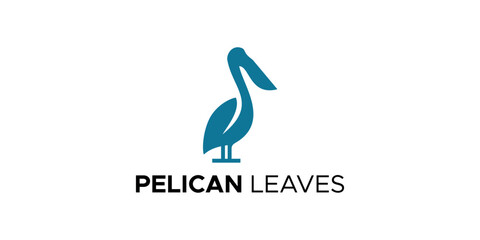 a graphic image themed with a leaf-winged pelican, on a white background. graphic vector base.