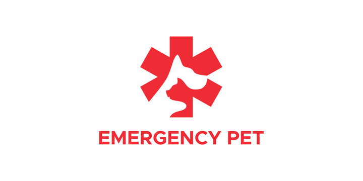 a graphic image on the theme of pet emergency services, on a white background. graphic vector base.