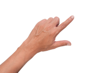 man hand pointing finger at the target- business targeting, aiming, clicking. white background, isolate.
