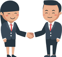 Fototapeta premium Bussines partners handshakes in vector illustration. Bussines agreement and regulations concept. Vector businessmen concluding agreement for success.