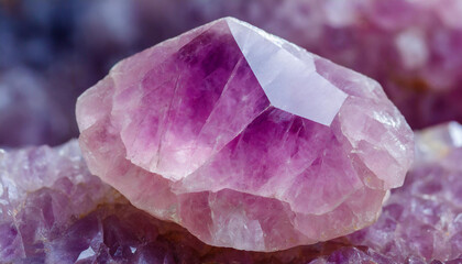 closeup macro view of a amethyst gemstone mineral on background a picture for banner