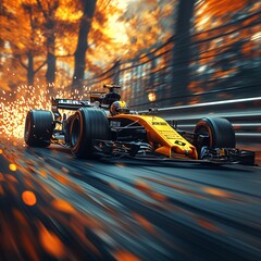 F1 Racing Car in Motion: A Blur of Speed and Color Generative AI