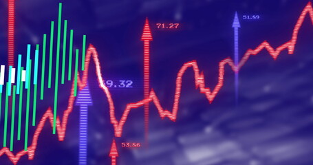 Image of data processing over blue background