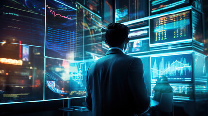 Leading the Charge: Confident Trader Forges Ahead in Futuristic Trading Frontier