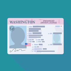 Washington enhanced driver's license (flat design) - obrazy, fototapety, plakaty
