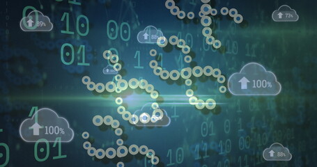 Image of medical data processing over dark background