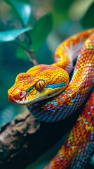 Fototapeta premium Colorful snake close up. 