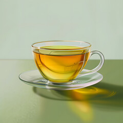 a cup of green tea on a table