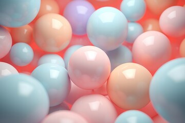 Colorful abstract 3d balls spheres background , Pastel colored balls background. Abstract cute backdrop