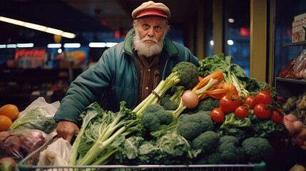 Vegetable Expedition: Man Ventures into Supermarket for Fresh Culinary Inspirations