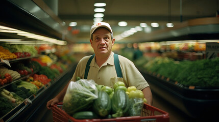 Culinary Adventure: Man Explores Bountiful Options in Vegetable Aisle