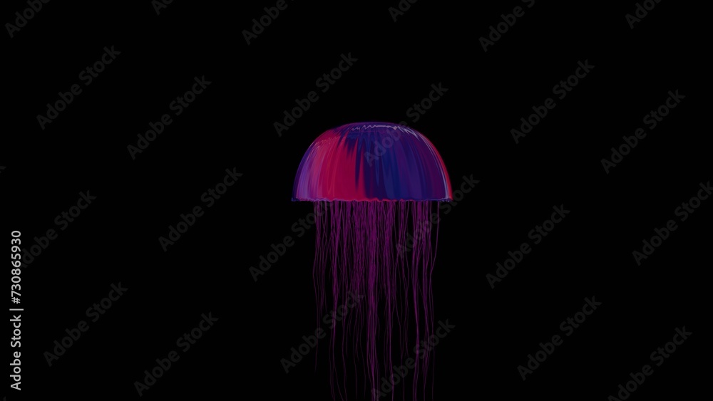 Poster a surrealistic composition featuring a jellyfish with tentacles that transform into delicate, floati