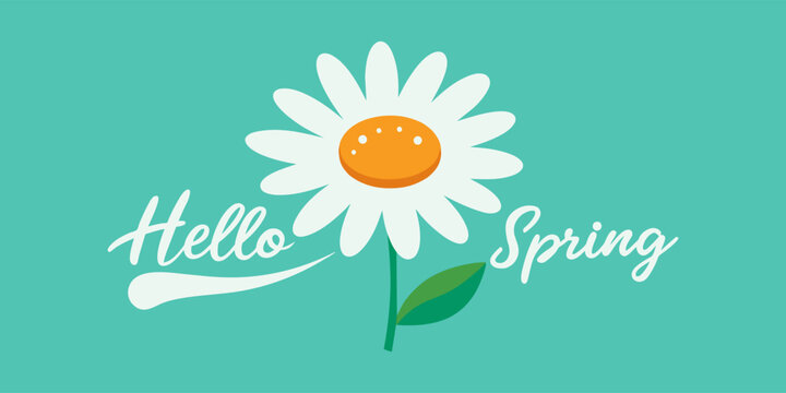 Hello Spring in retro art vector image background.