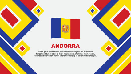 Andorra Flag Abstract Background Design Template. Andorra Independence Day Banner Wallpaper Vector Illustration. Andorra Cartoon