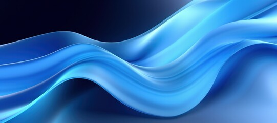 abstract blue light folds background 3d render, abstract blue wavy background banner - obrazy, fototapety, plakaty