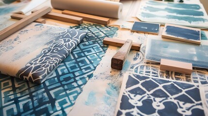 Artistic Process of Block Printing on Fabric