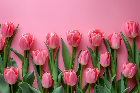 this is a group of pink tulips that are standing in rows