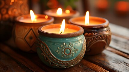 Decorative Scented Candles in Ceramic Holders