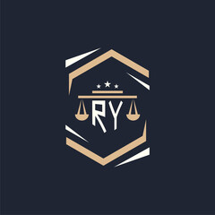 RY Initials Law Firm Logo Design Lawyer Justice Attorney Law Logo Vector - obrazy, fototapety, plakaty