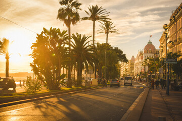 Famous Promenade des Anglais in Nice, France