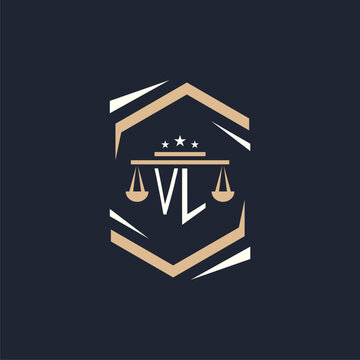 VL Initials Law Firm Logo Design Lawyer Justice Attorney Law Logo Vector