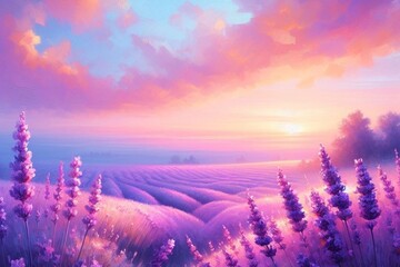 lavender field in the morning