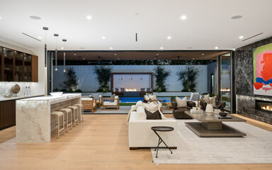 Modern house with a living room and patio. Tarzana, Los Angeles, California