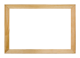 Horizontal wooden photo frame isolated on transparent background, PNG clip-art.