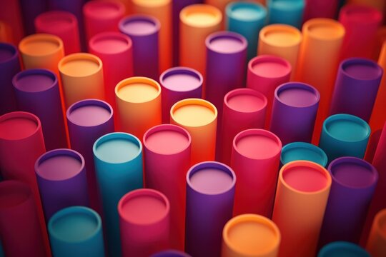 Abstract colorful 3d cylinders background