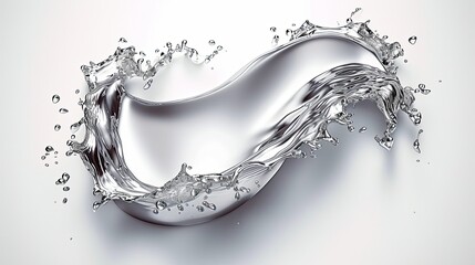 silver splash of  water. white background. generative AI