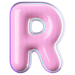 Bubble letter R font pink 3d render