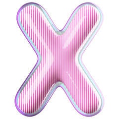 Bubble letter X font pink 3d render