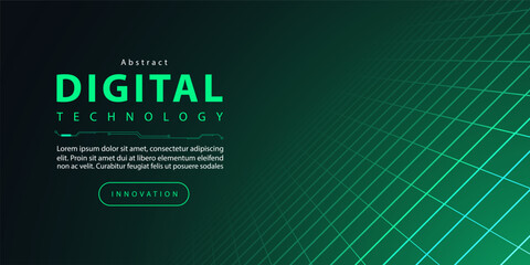 Fototapeta premium Technology digital futuristic internet network connection black green background, blue abstract cyber information communication, Ai big data science, innovation future tech line illustration vector 3d
