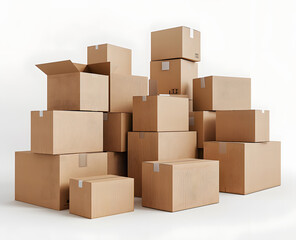 cardboard boxes on a white background