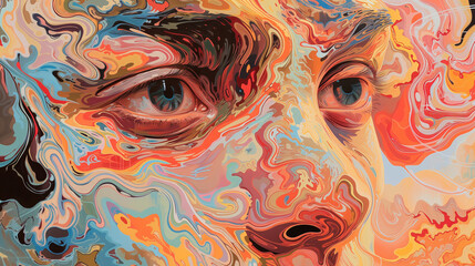 Abstract close-up portrait of a man, art