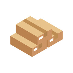 cardboard box icon Isolated symbol on white background. Realistic vector. Isometric style.