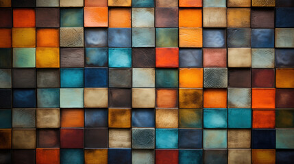 Colored ceramic tiles on a wall or floor, mosaic tiles texture