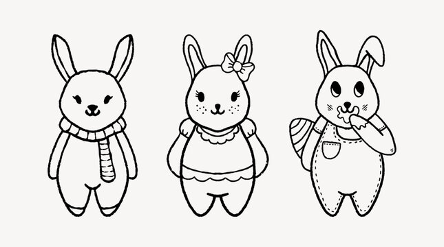 Cute Hand Drawn Rabbit Doodles