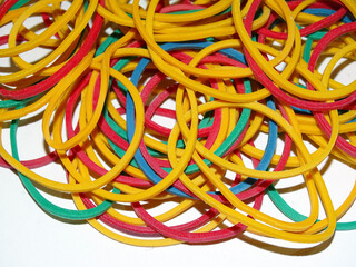 Heap of colored rubber bands