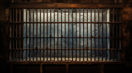 A metal bar on a prison cell window