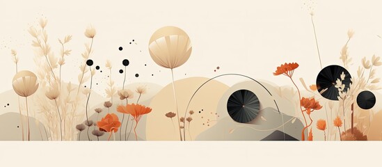 Elegant color palettes enhance abstract illustrations featuring simple floral elements.