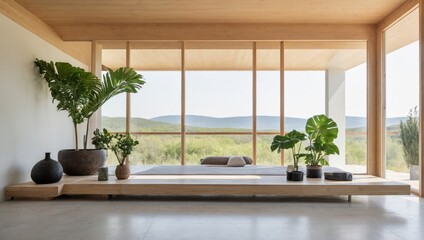 minimalist room with a large window