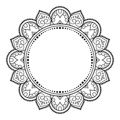 Frame in eastern tradition. Stylized with henna tattoos decorative pattern for decorating covers for book, notebook, casket, magazine, postcard and folder. Flower border in mehndi style.