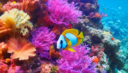 Fototapeta na wymiar colorful fish swims coral in the beautiful sea 3