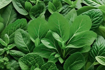 Lush green leaves of aromatic plant