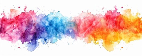 Abstract colorful rainbow color painting texture illustration - watercolor splashes, isolated on white background png, Generative AI 