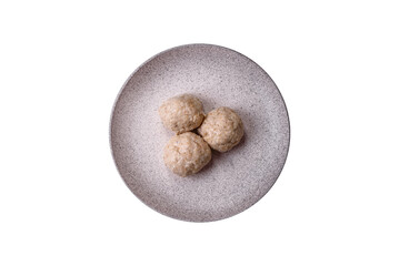 Delicious healthy steamed chicken cutlets or minced meatballs
