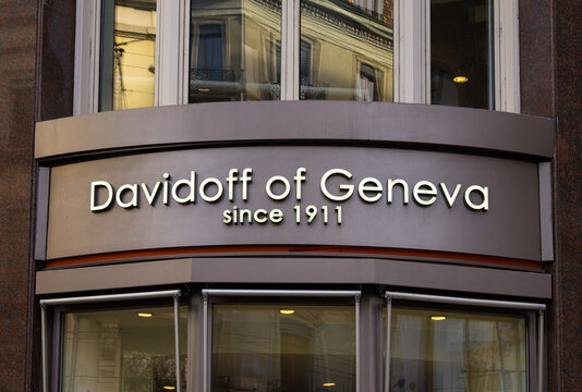 Geneva, Switzerland - February 3, 2024: Davidoff is a Swiss premium brand of cigars, cigarettes and smoker's accessories.